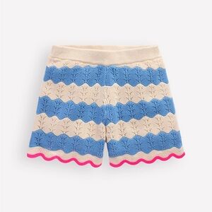 Mini Boden Knitted Shorts- Wave Blue/ Ecru Marl- NWT Sz 11-12Y